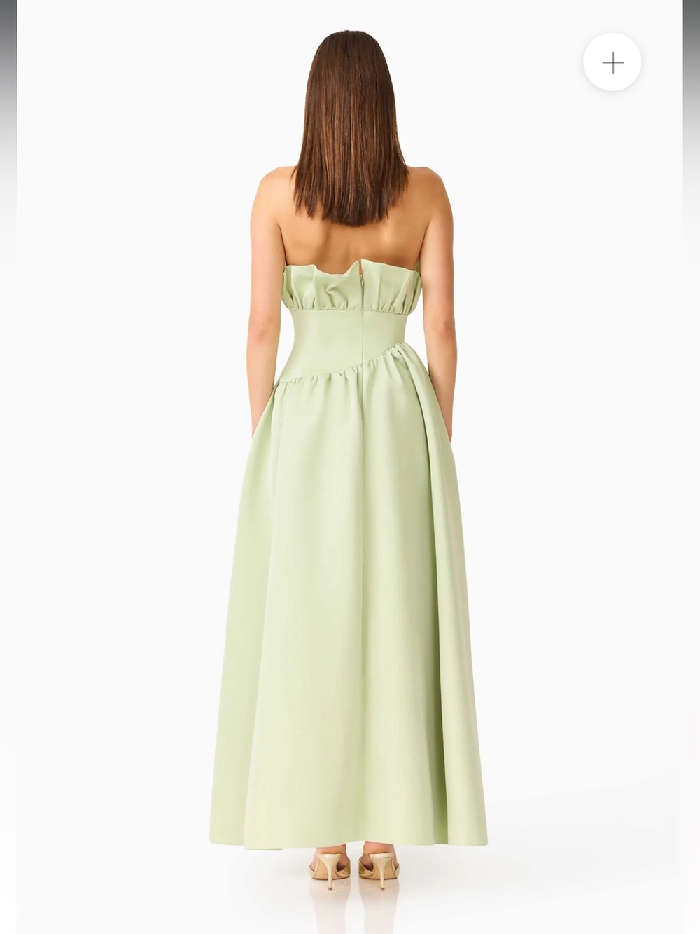 elliatt laurel green satin ruffle bust boned strapless maxi gown dress XL NEW - Picture 5 of 15